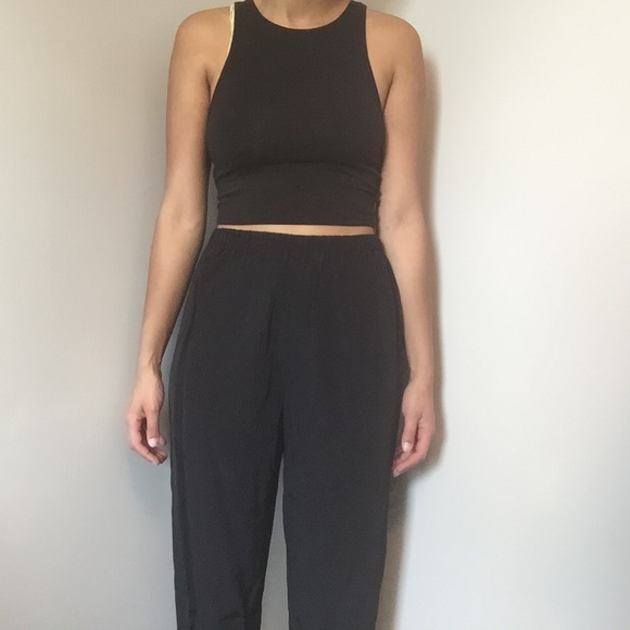 Vintage Pants - Vintage Black High Rise Fabric Pants Jogger Fit 6